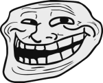 artistic representation of an internet troll grinning