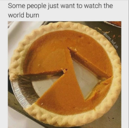 Picture of a pumpkin pie where one of the pieces is cut from the
center